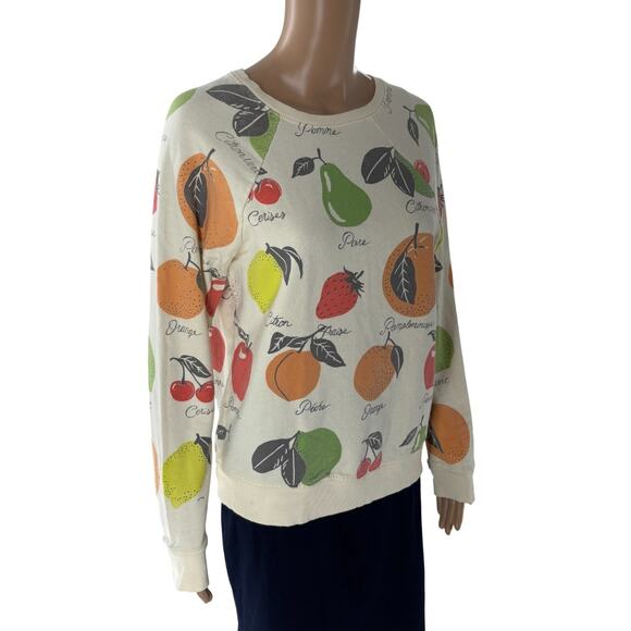 Anthropologie Back When White Fruit Medley Pullover Sweatshirt - Picture 6 of 11